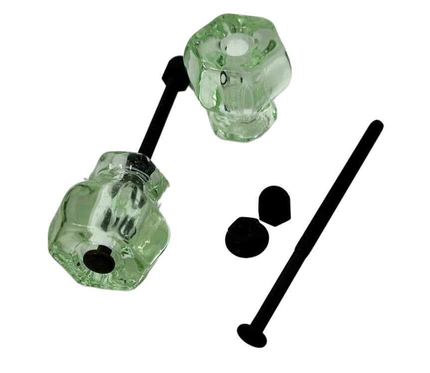 Two Drawer pulls Hexagonal Glass with Oil Rubbed Bronze Bolt