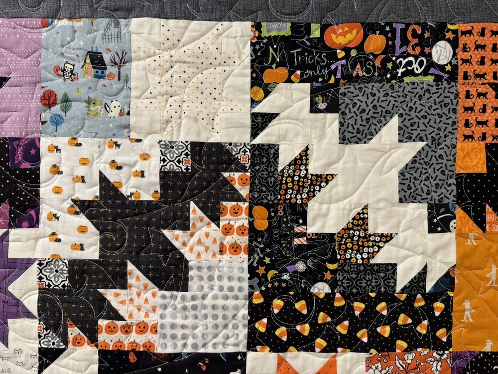 Night Flight ~ BasicGrey Quilt Pattern ~ Halloween bats stars pieced Basic Grey