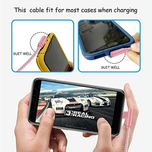 4 PACK 6ft 90 Degree Angle Fast Charging Cable Rapid Charger Charge Sync Cord