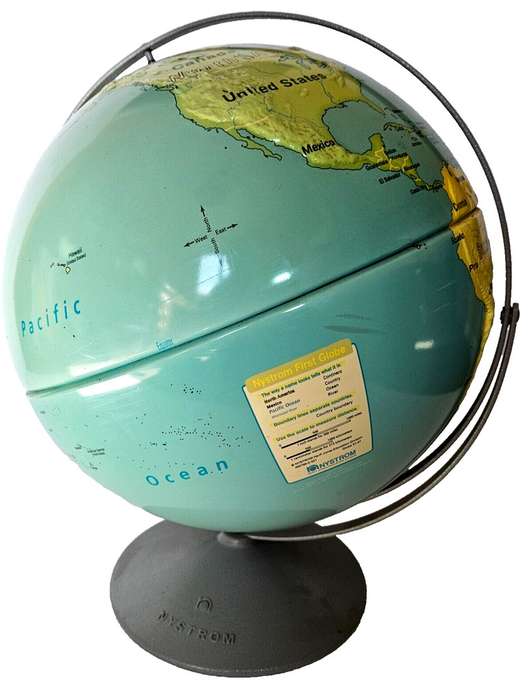 NYSTROM First Globe Herff Jones Education Div 16" Diameter Double Axis Map 31-47