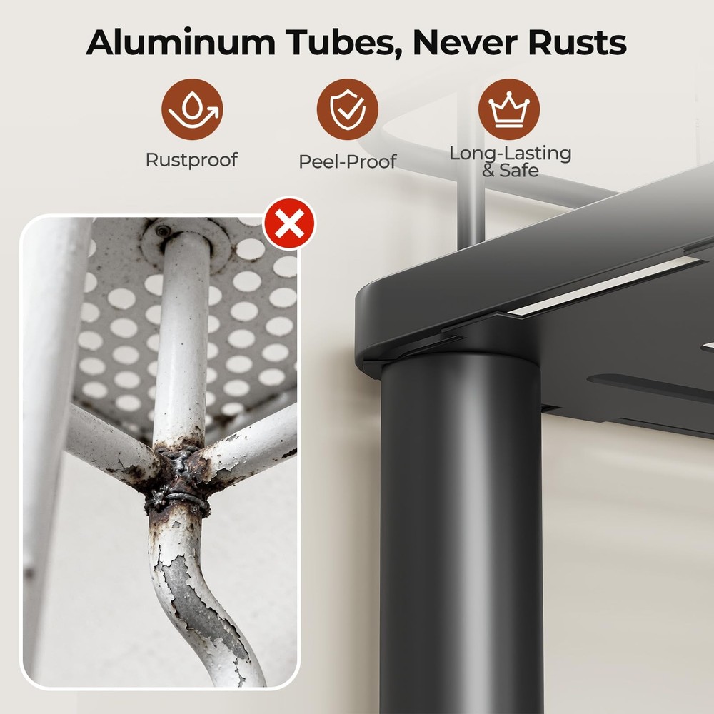 Orimade Rustproof 2 Tier Floor Standing Corner Shower Caddy Organizer with Tooth