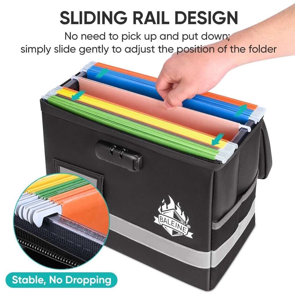 Fireproof Document Box with Lock, Portable Fireproof Document Bag Waterproof ...