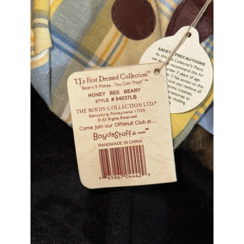 Boyds Bears Bee Cautious Plush – 2001 T.J.’s Dressed Collection