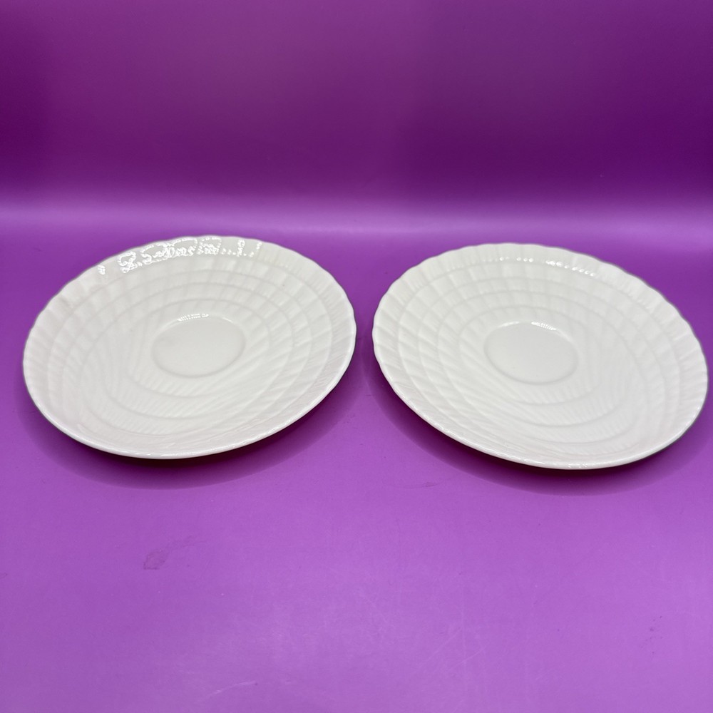 Two Replacement Vintage Lenox CASCADE Saucer 4.75" Diameter Shell Design