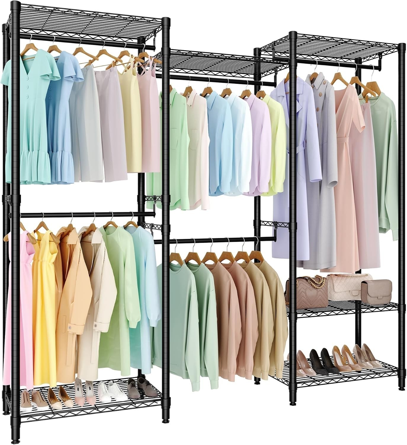 Heavy Duty Storage Clothes Rail Rack Garment Hanging Stand Open Wardrobe Shelf