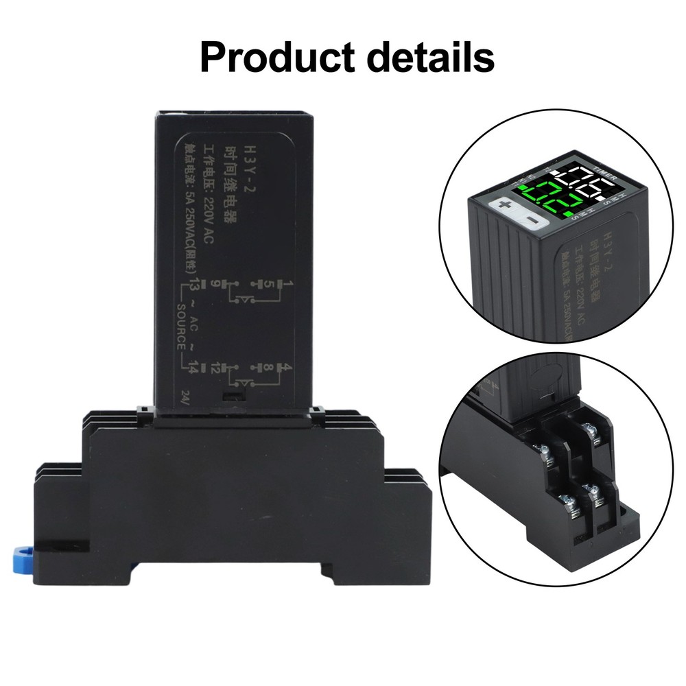 220V Digital Relay with Base for Cycle Time Control and Delay Function