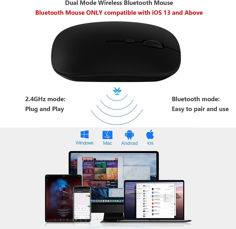 Wireless Bluetooth Mouse for Apple iPad iPhone MacBook Android Samsung Tablet Ph