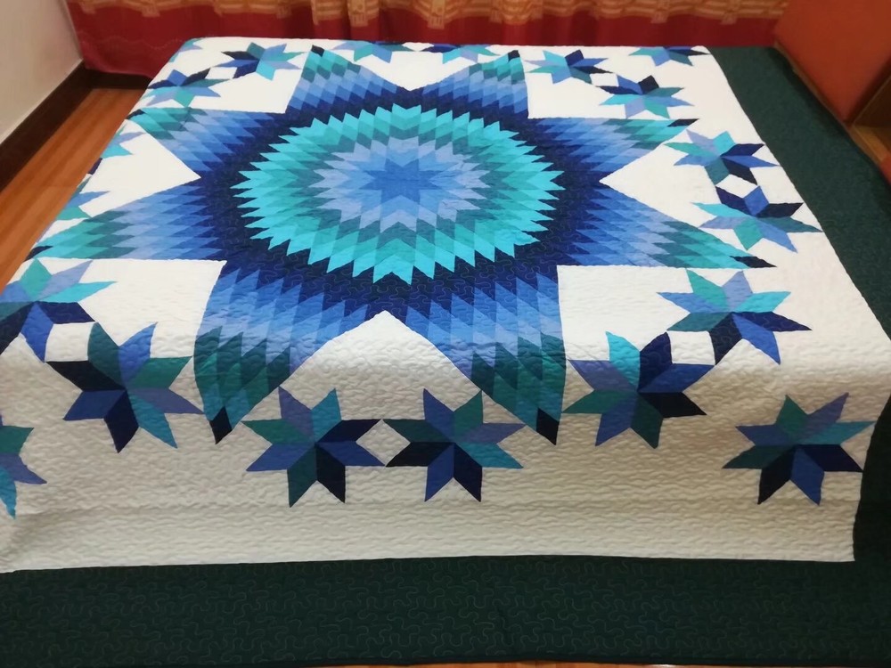 King Size Machine Pieced And quilted Patchwork Quilt#159