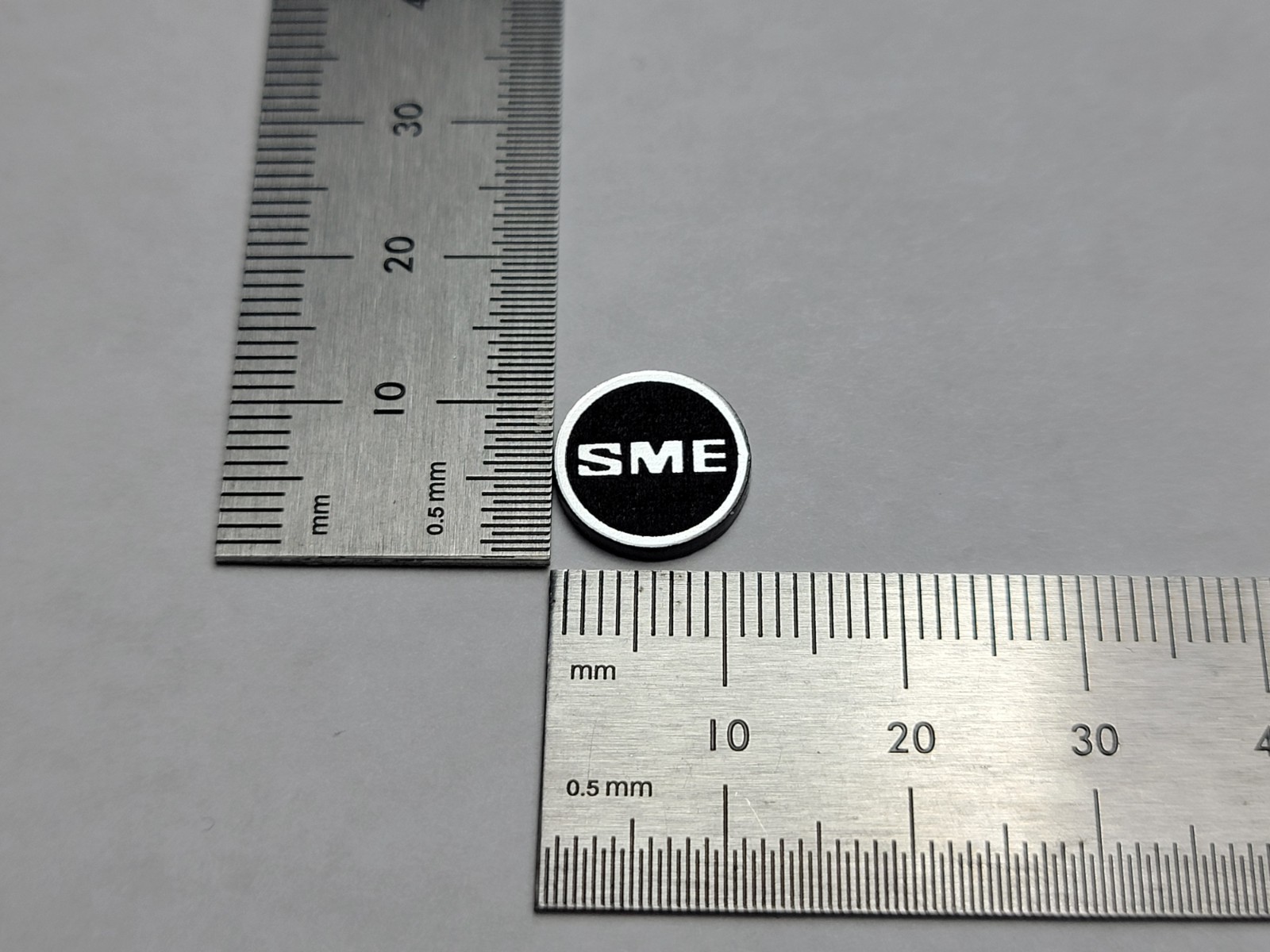 SME Headshell Badge Logo Premium Silver Vintage Diagonal Style With Adhesive