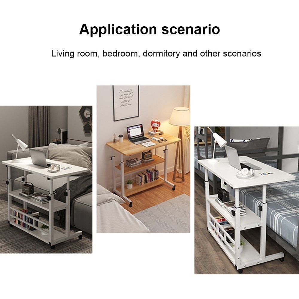 Rolling Laptop Desk Office Computer Table Stand Up Workstation Adjustable Height