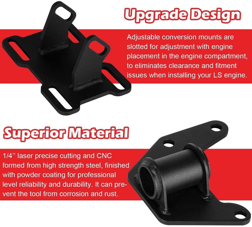Adjustable LS Conversion Engine Swap Mounts w/Hardware for GM Body LS1 1978-1988