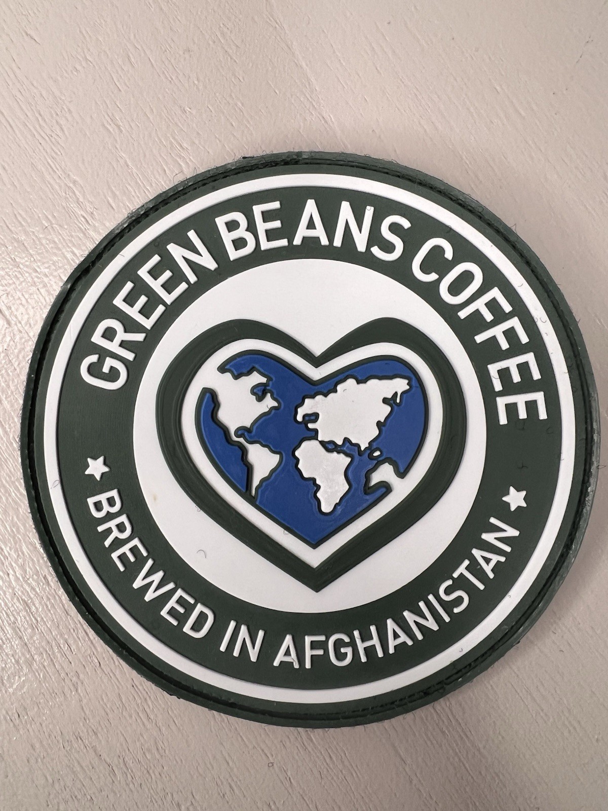 Green Beans Coffee Brewed In Afghanistan PVC Patch Veteran Military Morale Patch