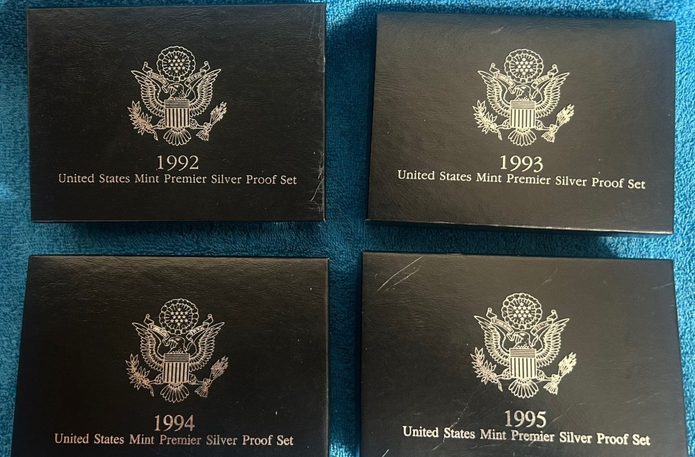 1992 thru 1995 U.S. Mint Premier Silver Proof Sets OGP /COA