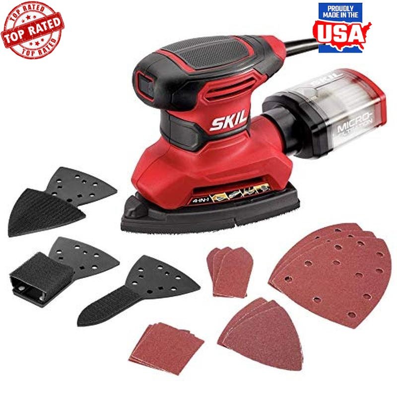 Detail Sander Kit Attachments 12 Sanding Sheets Dust Control-Vibration Reduction