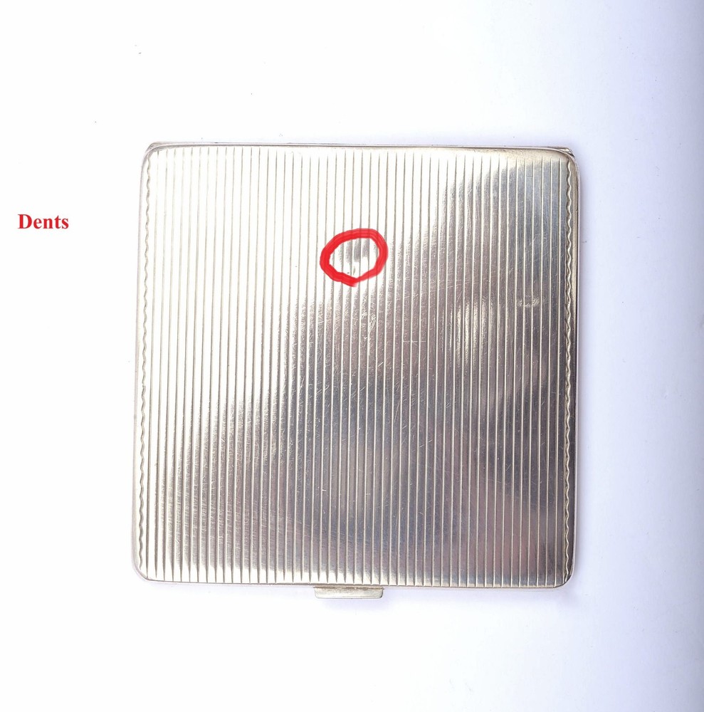1930's Polish 800 Solid Silver 110 Gram Cigarette Compact Powder Case Box Marked
