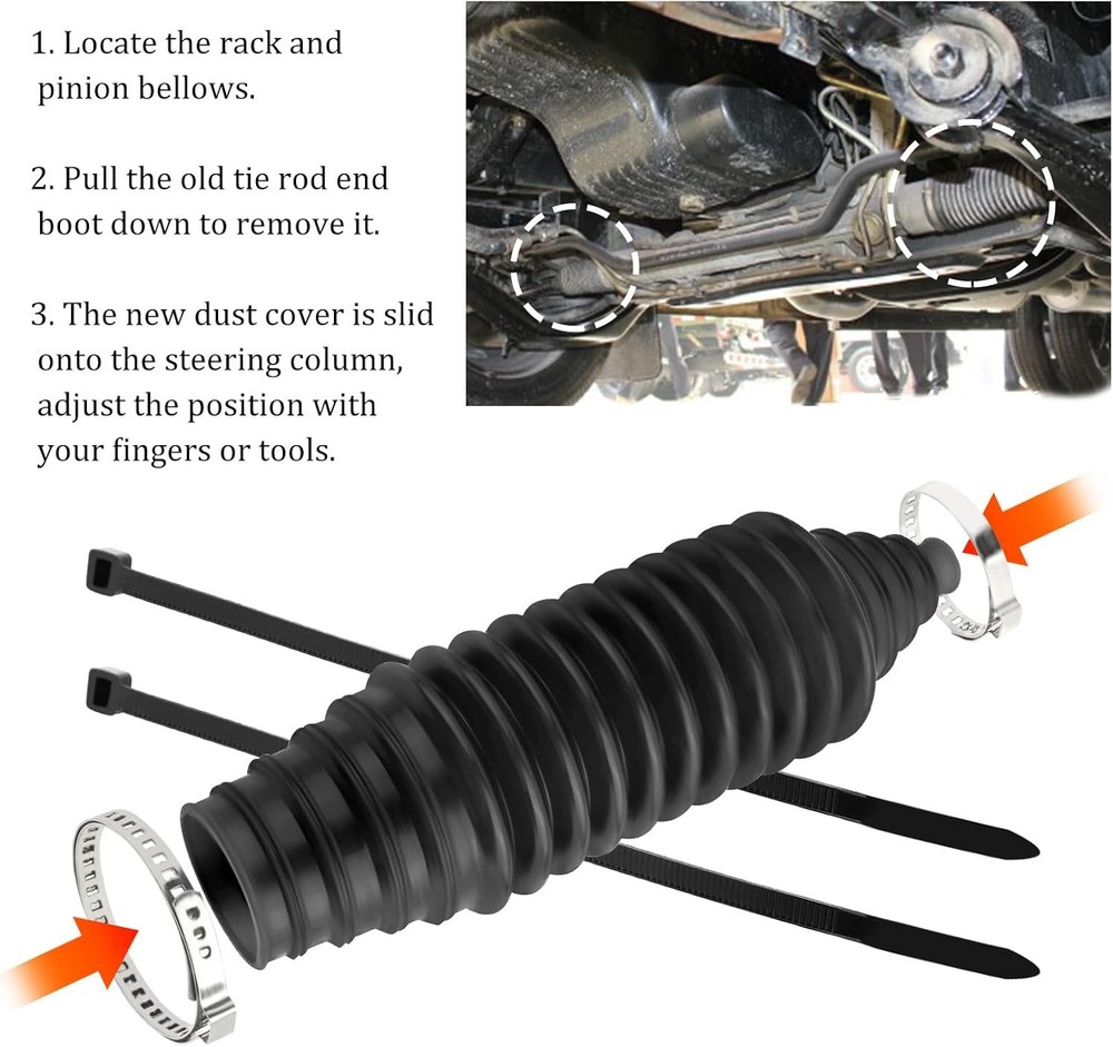 Inner Tie Rod Boot Kit,Multi-Size Adjutable Rack and Pinion Boot Kit with 2PCS