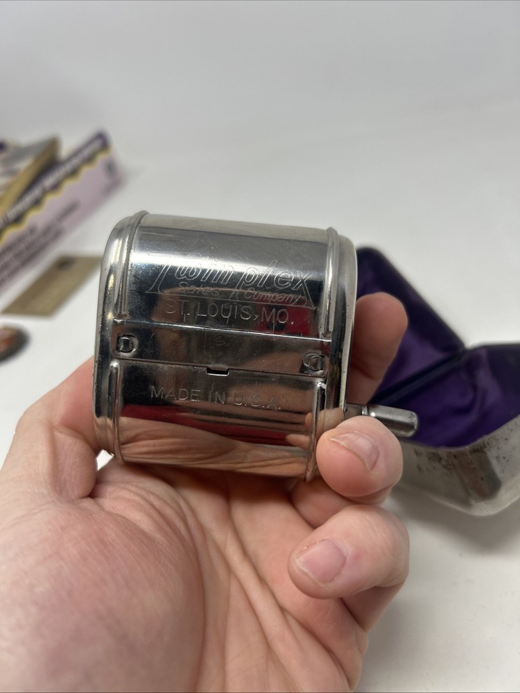 VINTAGE TWINPLEX STROPPER RAZOR BLADE SHARPENER WITH CASE NICE CONDITION