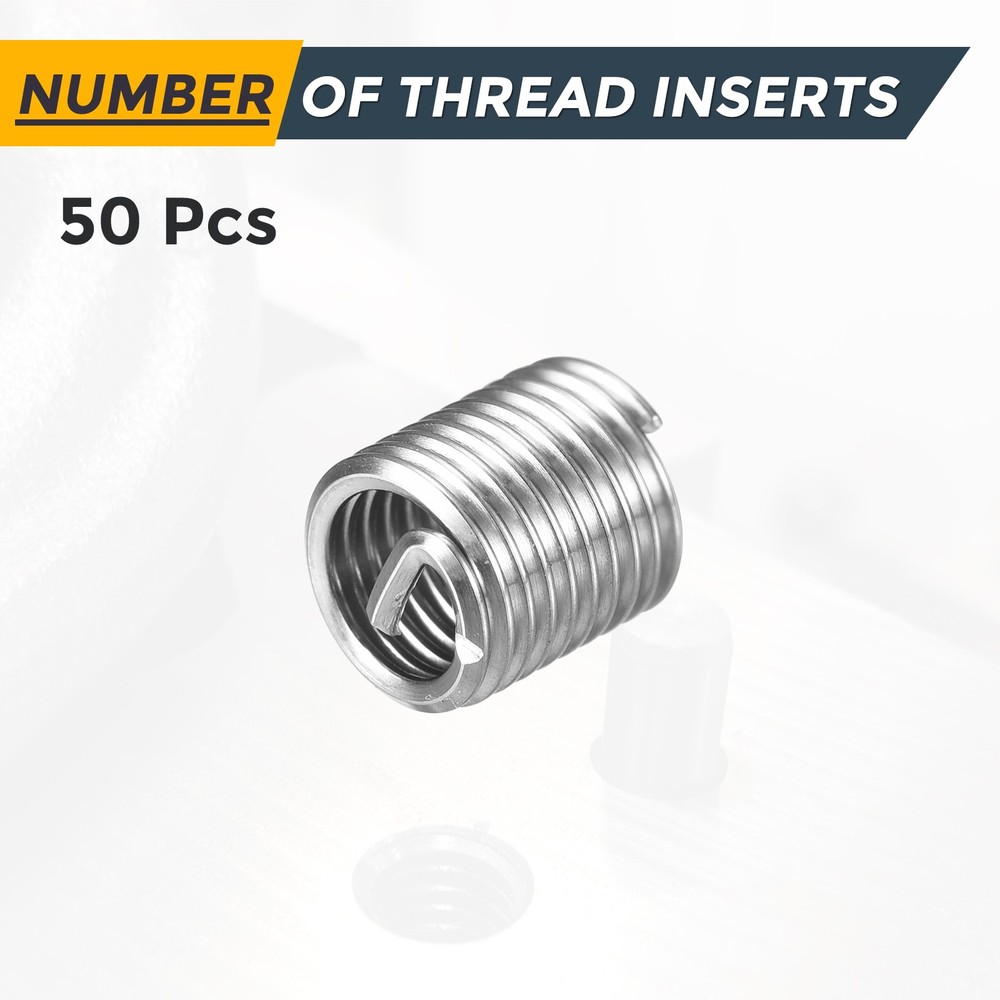 50pcs Wire Thread Inserts M6 x 1 x 2D Metric Helical Threaded Sleeve