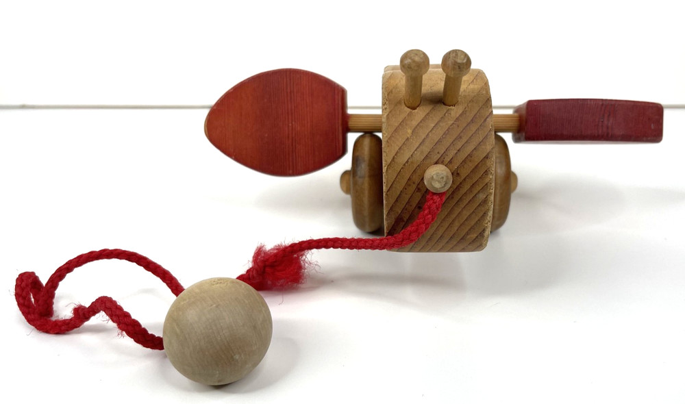 Vintage Wooden Pull Toy Bee Bug Pull Along Toy