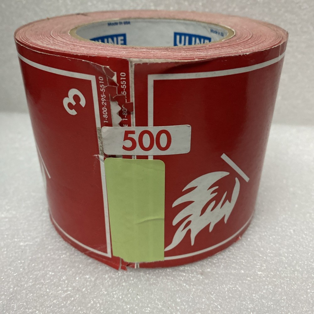 Flammable Liquid 4 x 4" ULINE S-13855 Roll Sticker / Label