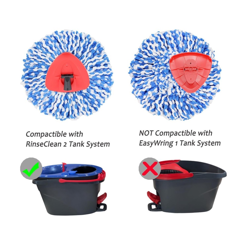 4 Pack Spin Mop Replacement Heads Microfiber Mop Refills Compatible with 2 Ta...