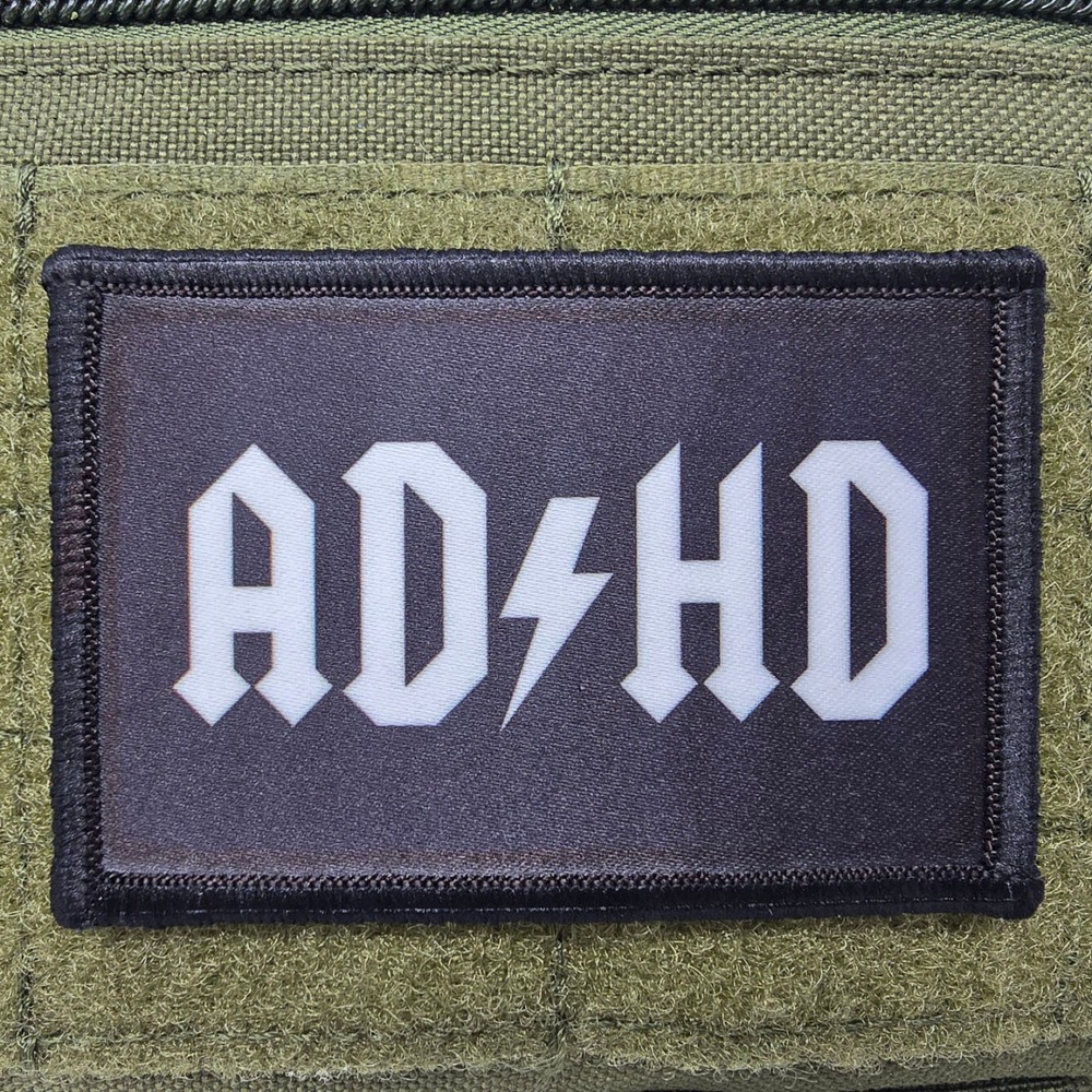 ADHD Morale Patch Tactical Military Army USA Flag Hook & Loop
