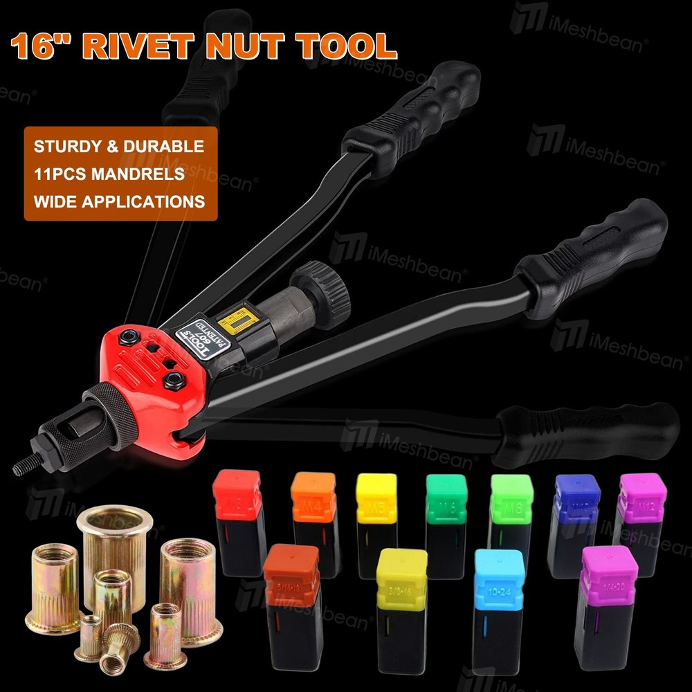 Rivet Nut Gun Kit Rivnut Setting Tools Nut Setter Tool Hand Blind Riveter 16"