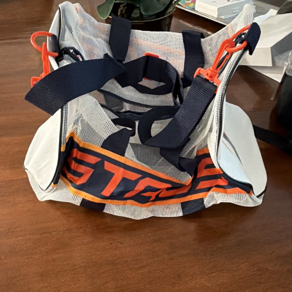 Astros Mesh Gym Bag Zipper Adjustable Strap Orange Navy White Polyester