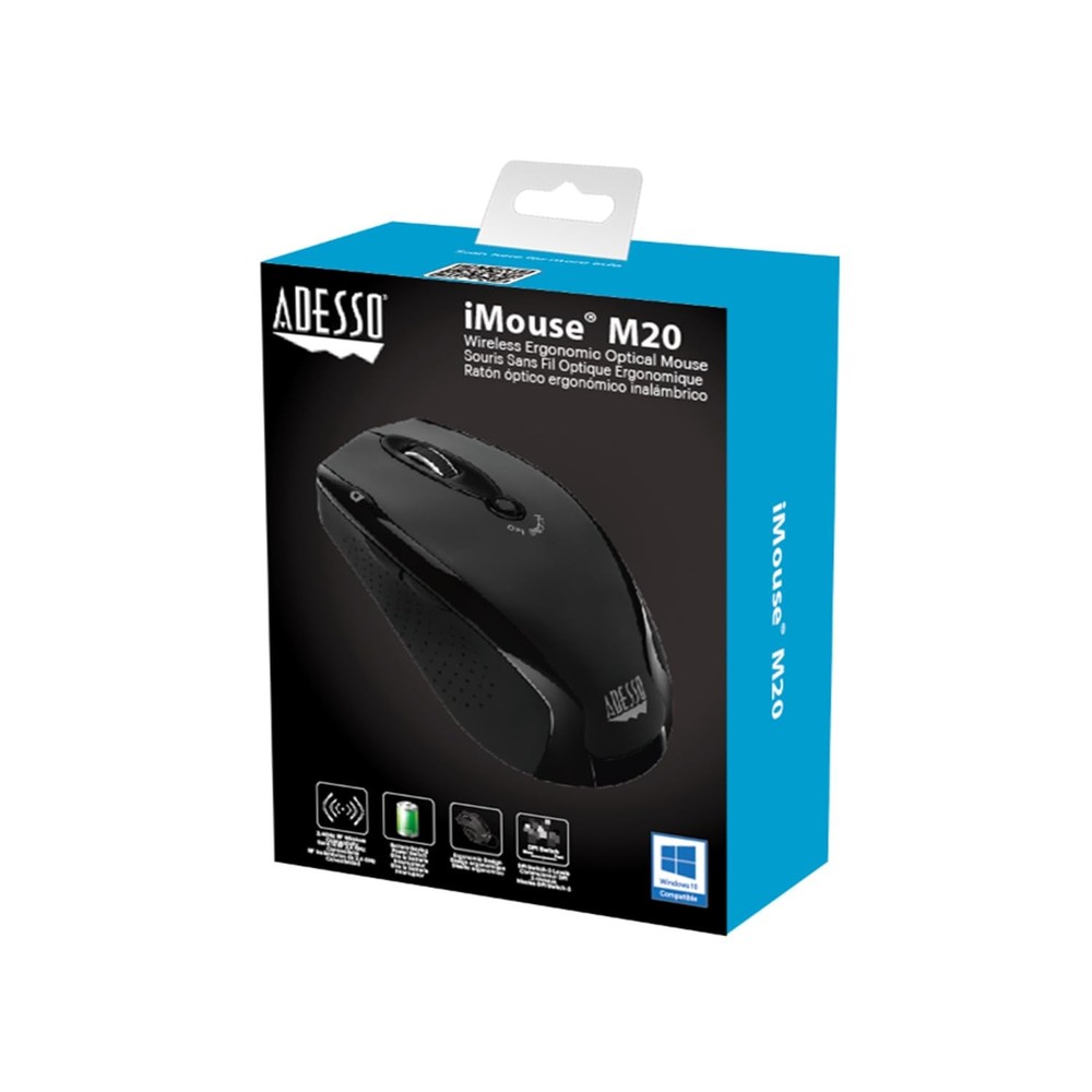 iMouse M20B Wireless Ergonomic Optical Mouse Right Handed Computer Black PC