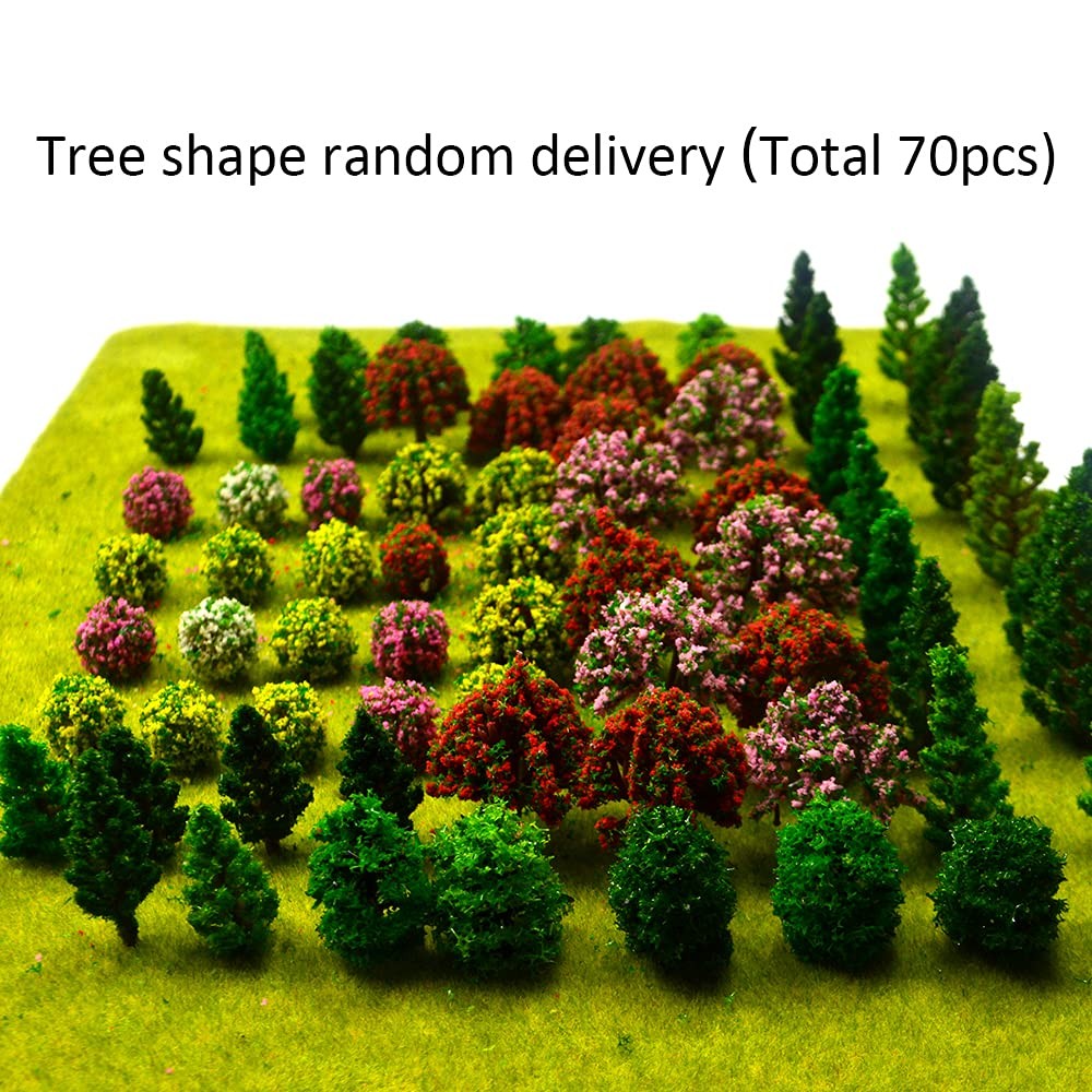 70pcs Mini Model Trees Mixed Miniature Trees Model Train Scenery Artificial Warg