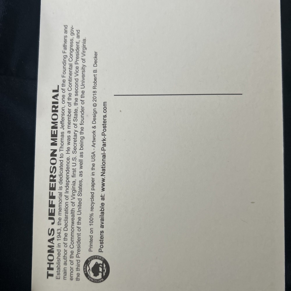 Thomas Jefferson Memorial Washington DC Postcard Robert B Decker