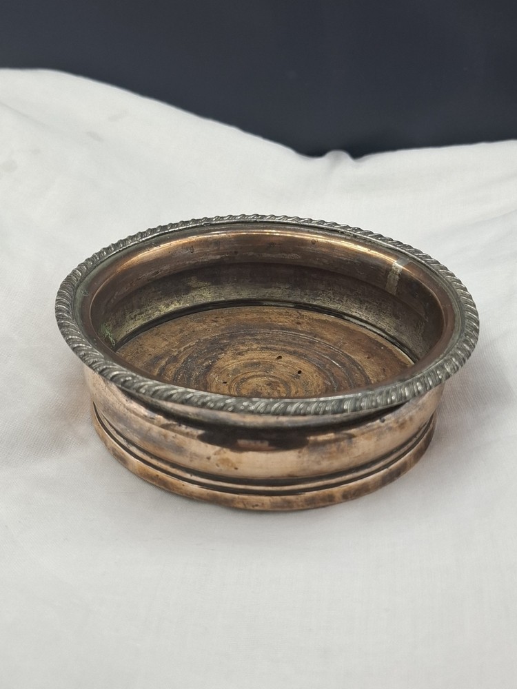 Pair of Antique Copper Wine Coasters