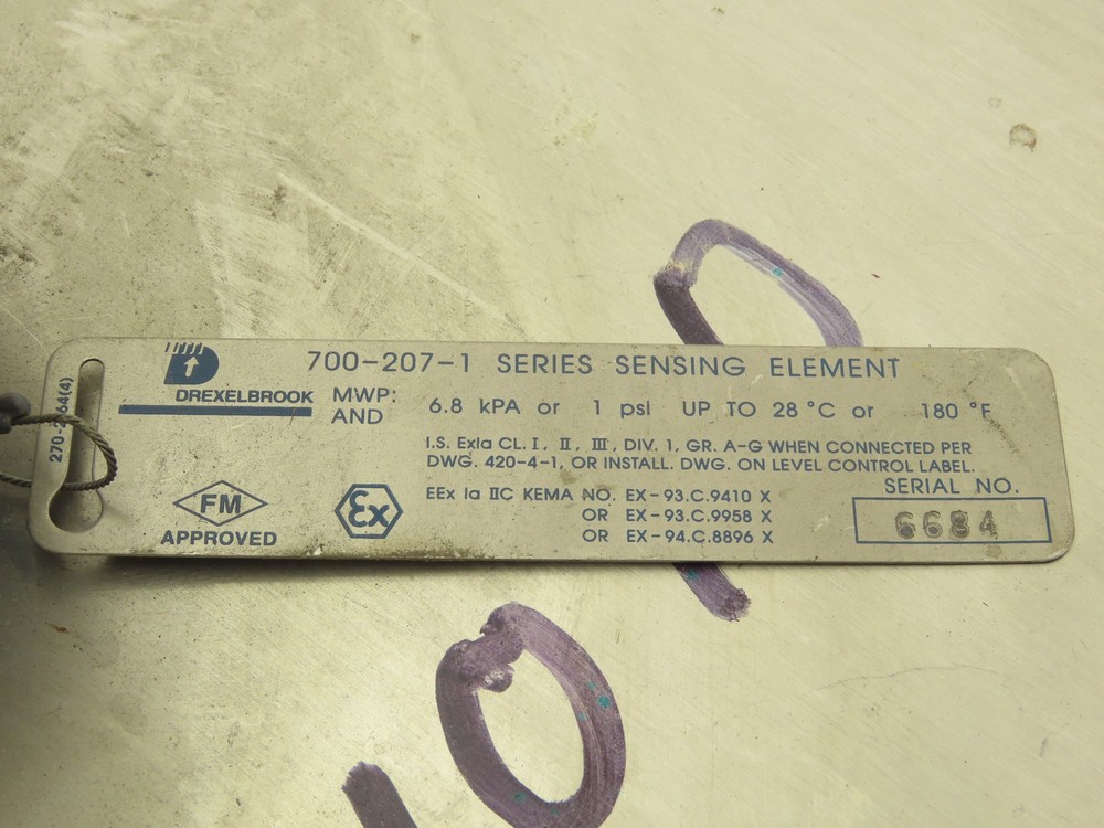 Drexelbrook 700-207-1 Sensing Element Level Switch Control Unit XP Haz Loc