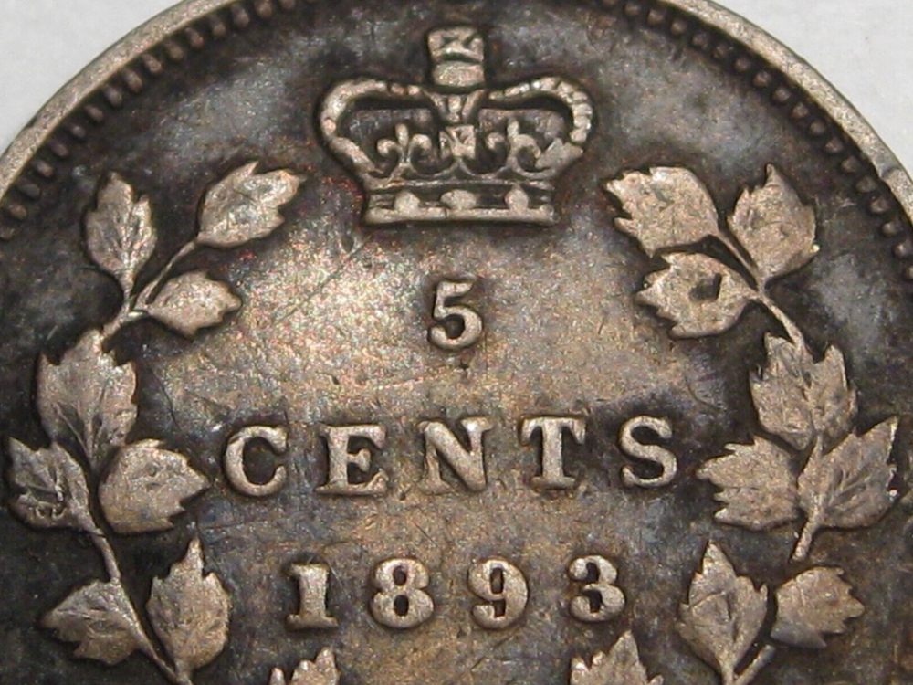 F/VF 1893 Five Cent 5¢ CANADA. #35
