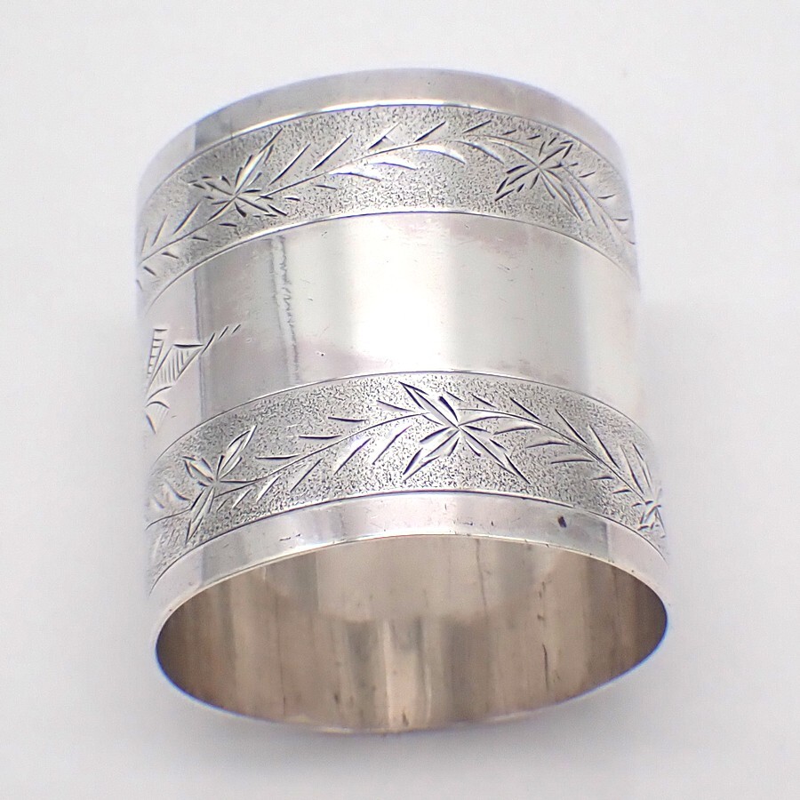 Bright Cut Engraved Napkin Ring Sterling Silver Mono BB