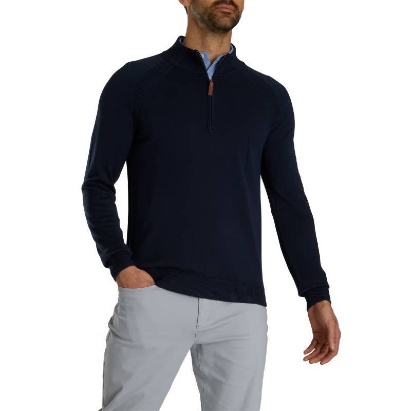 NEW FOOTJOY drirelease PERFORMANCE 1/2 ZIP PULLOVER SWEATER, NAVY, LARGE