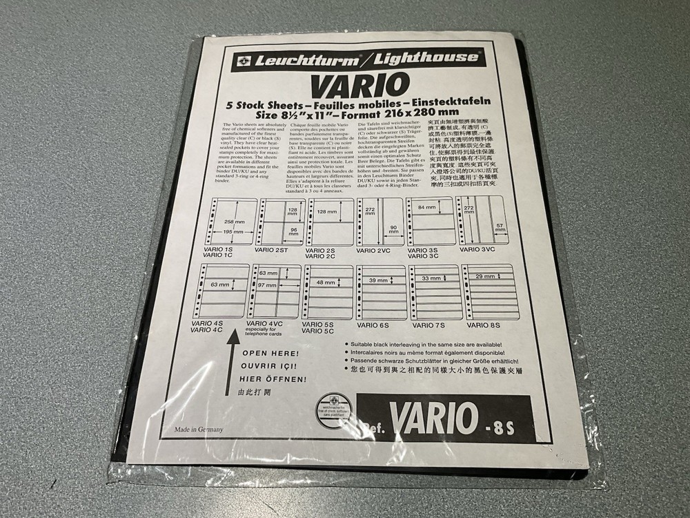 PACK OF 5 LIGHTHOUSE ~ LEUCHTTURM VARIO 8S STAMP ALBUM STOCK SHEETS new free sh