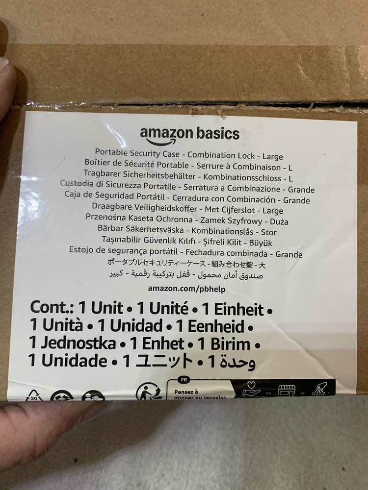 AmazonBasics Portable Security Case Lock Box Safe, Combi Lock,
