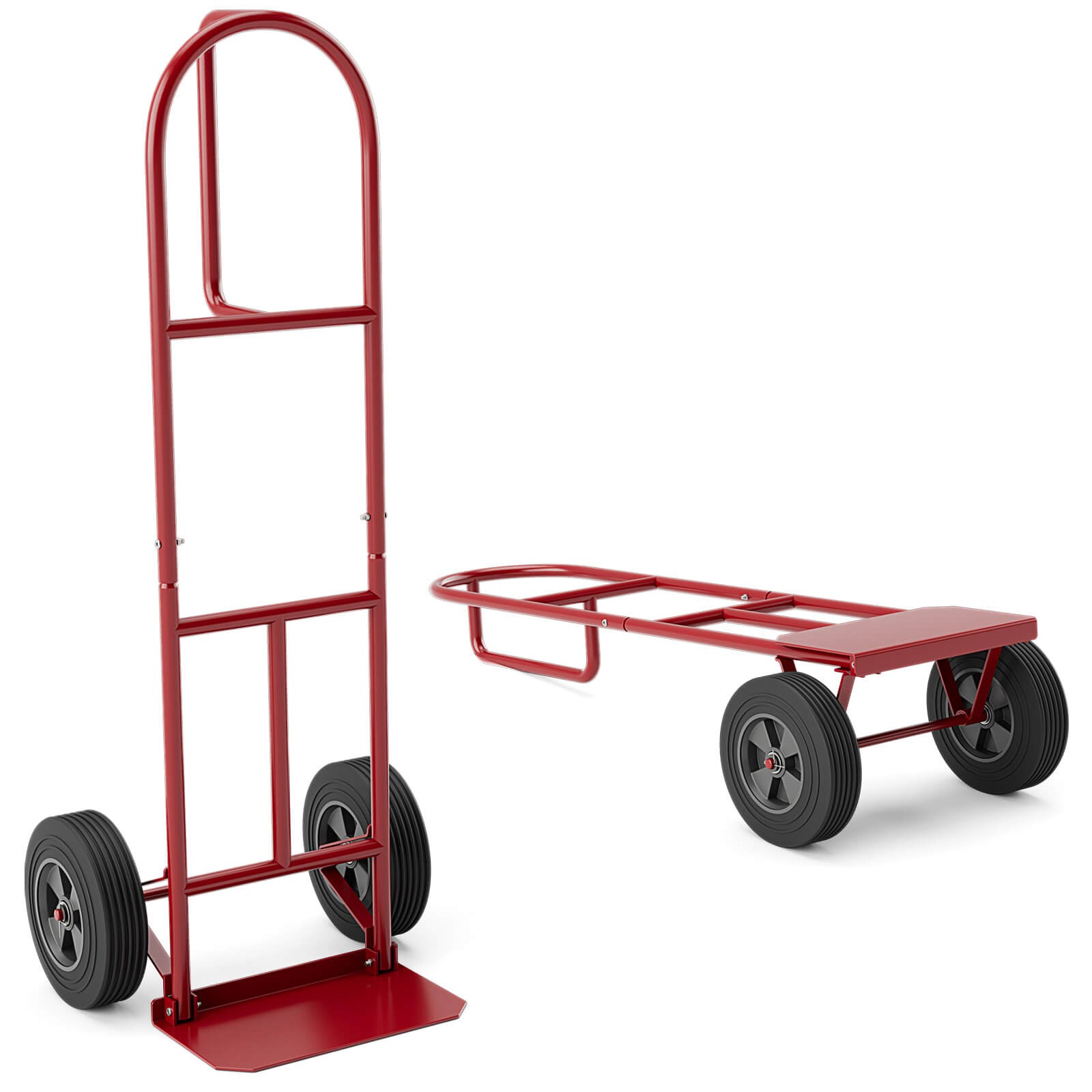 660 lbs Capacity Dolly Cart Heavy Duty Hand Truck Trolley with Nose Plate Red