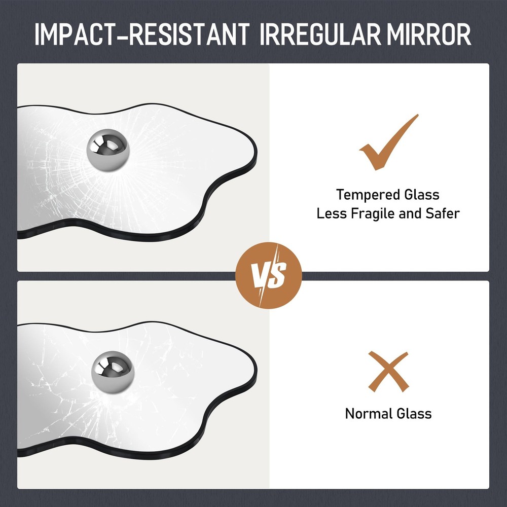 Black Clouds Irregular Wall Mirrors 24''x36'', Clouds Decorative Modern Mirro...