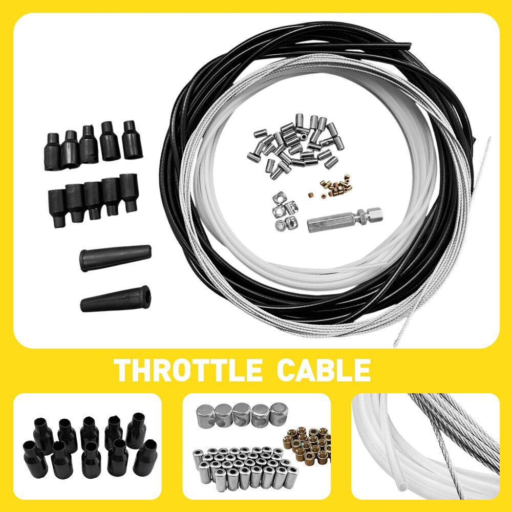 5 Metres Motorcycle DIY Throttle Cable Replace Kit Nipples Ferrules Universal