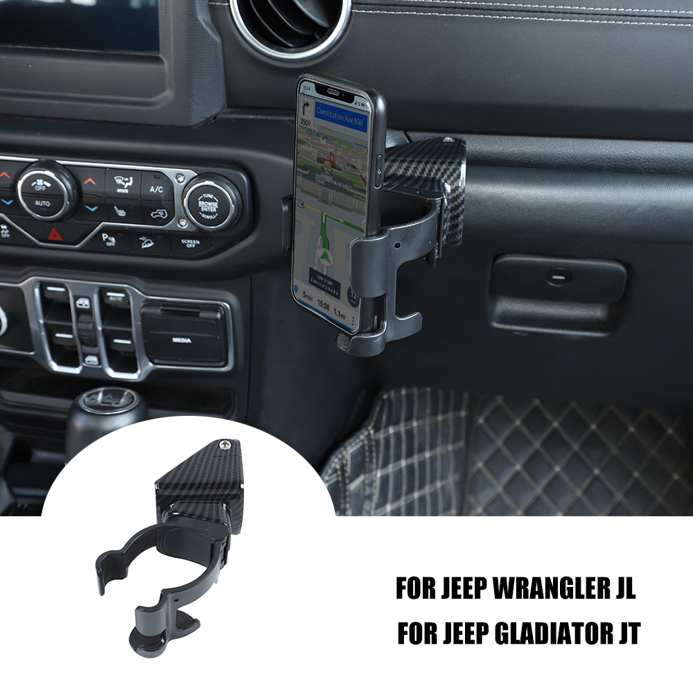 Multi-Function Phone Mount Cup Holder Stand Bracket For Jeep Wrangler JL 2018+