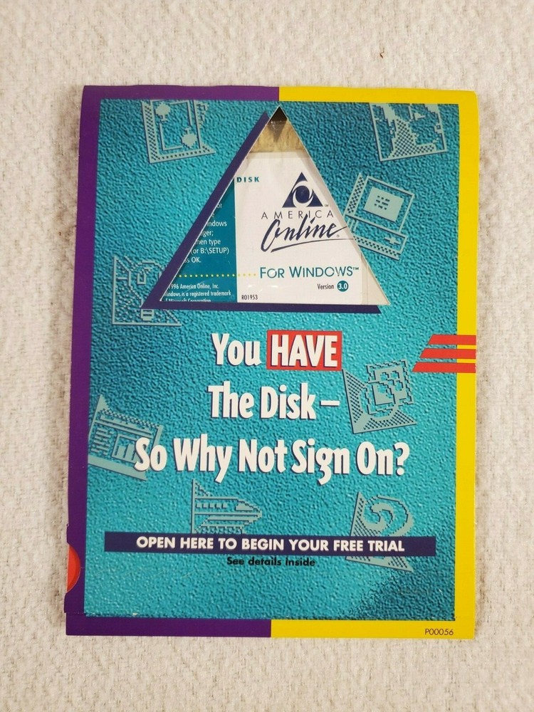 America Online AOL 1996 Version 3.0 For Windows 3.5" Floppy Disk 