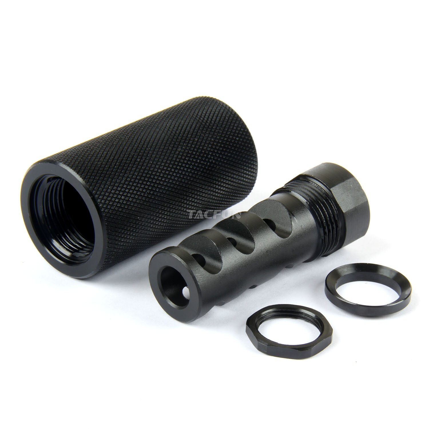 Steel Muzzle Brake 5/8X24 TPI + Knurled Forwarder