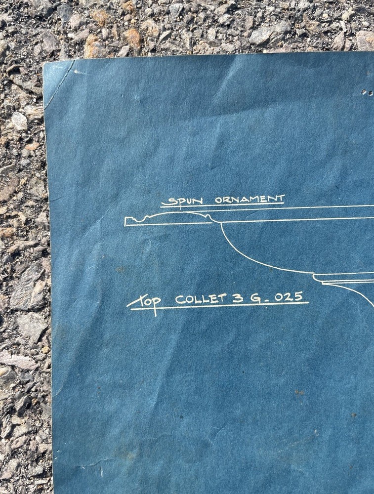 Antique Reed & Barton Co Paper Blueprint Pattern Sketch For Silver Cup Prototype