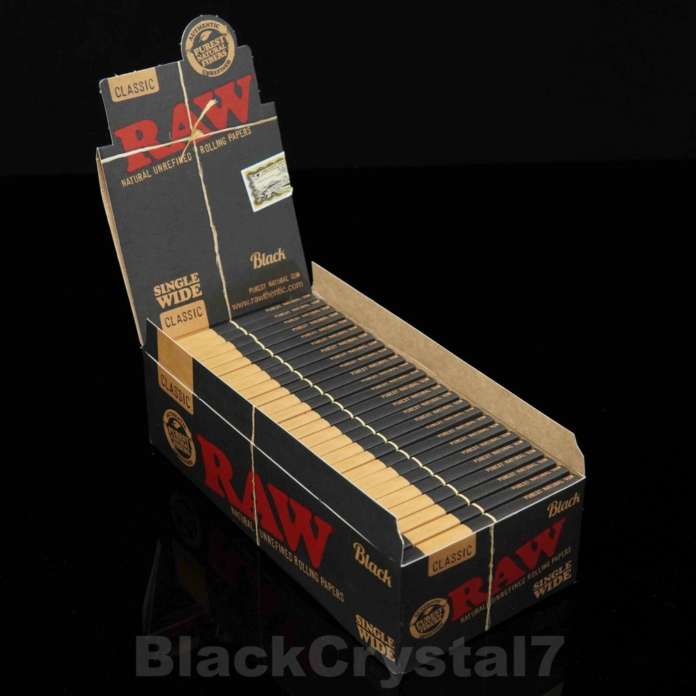 5PK AUTHENTIC RAW BLACK Single Wide Rolling Papers - US Seller