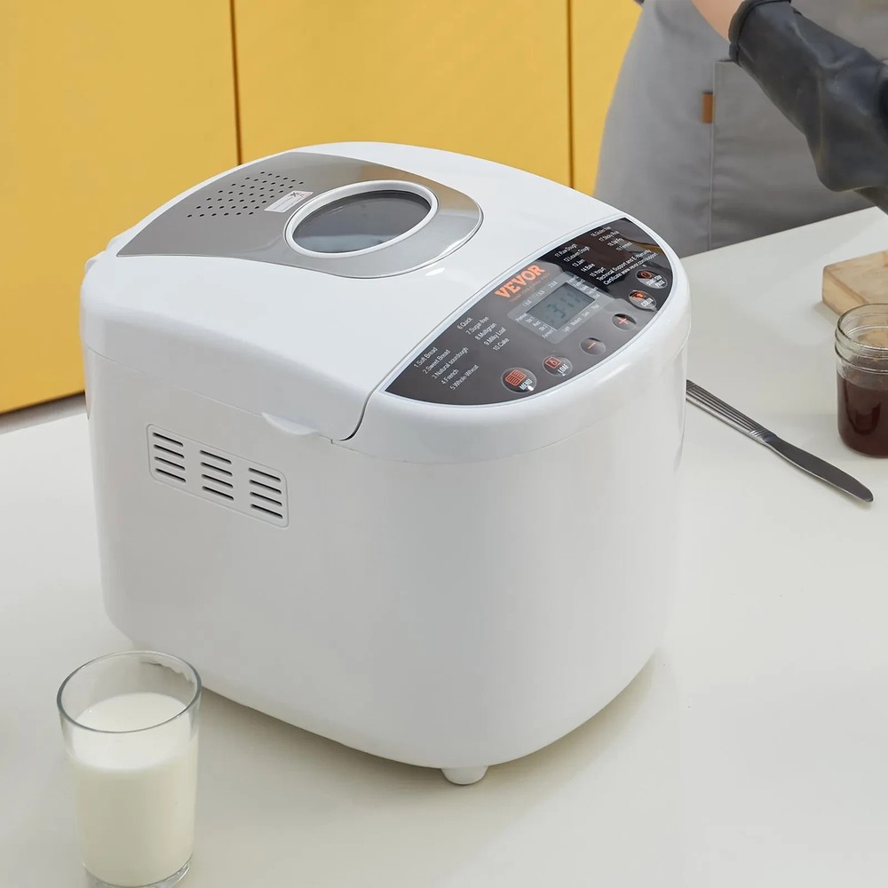 2LB 19-in-1 Bread Maker Automatic Compact Dough Machine Nonstick White