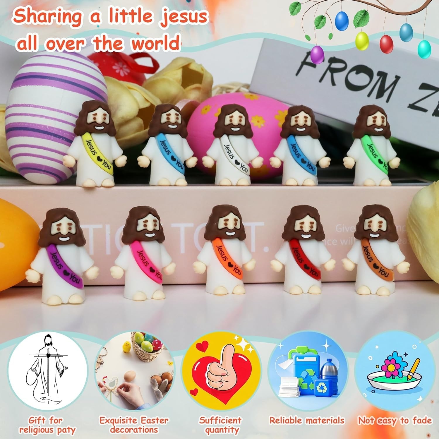 50 Pcs Little Jesus Figures– Rubber Mini Jesus Figurines in Bulk Christian Doll