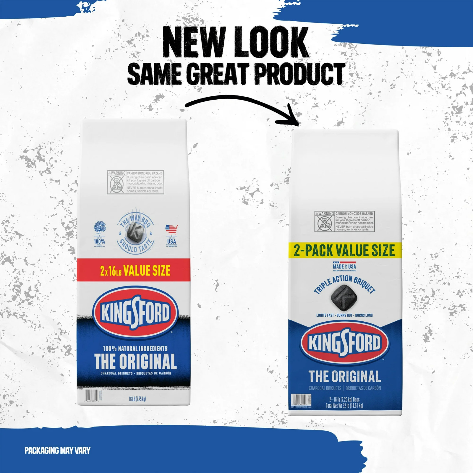 Kingsford Original Charcoal Briquettes 16 lb 2 Pack Long Burning Fuel, No Fees