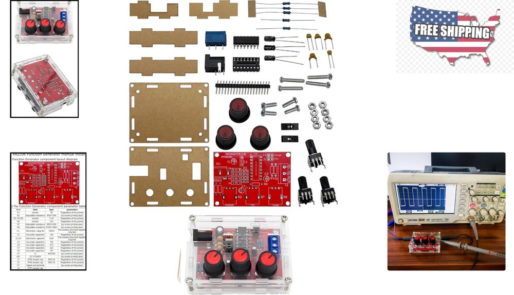 Compact 1Hz-1MHz Function Signal Generator Kit - High Precision for DIY Projects